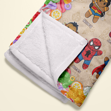 Load image into Gallery viewer, Personalized Superhero Cookie Squad Blanket for Grandma Blanket PopCulturePrints
