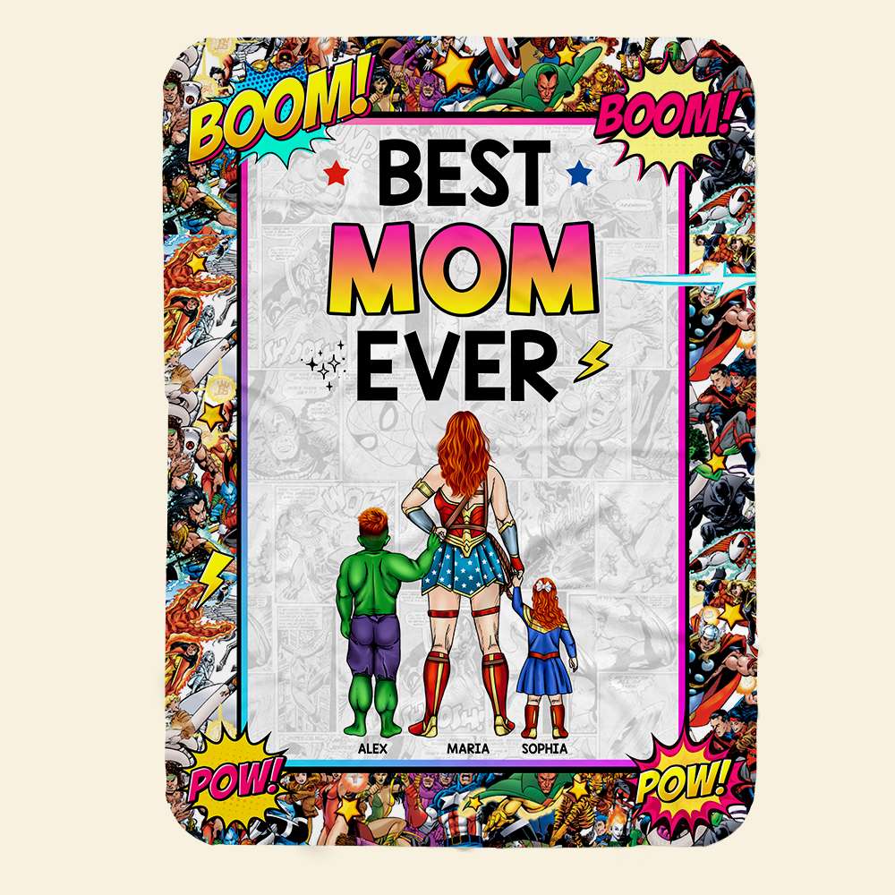 Best Mom Ever Blanket - A Personalized Gift for the Super Mom in Your Life Blanket PopCulturePrints