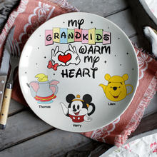 Load image into Gallery viewer, My Grandkids Warm My Heart - Personalized Ceramic Round Plate Ceramic Round Plate PopCulturePrints