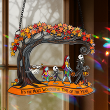 Load image into Gallery viewer, “It’s the Most Wonderful Time of the Year” - Personalized Suncatcher for Family Ornament PopCulturePrints