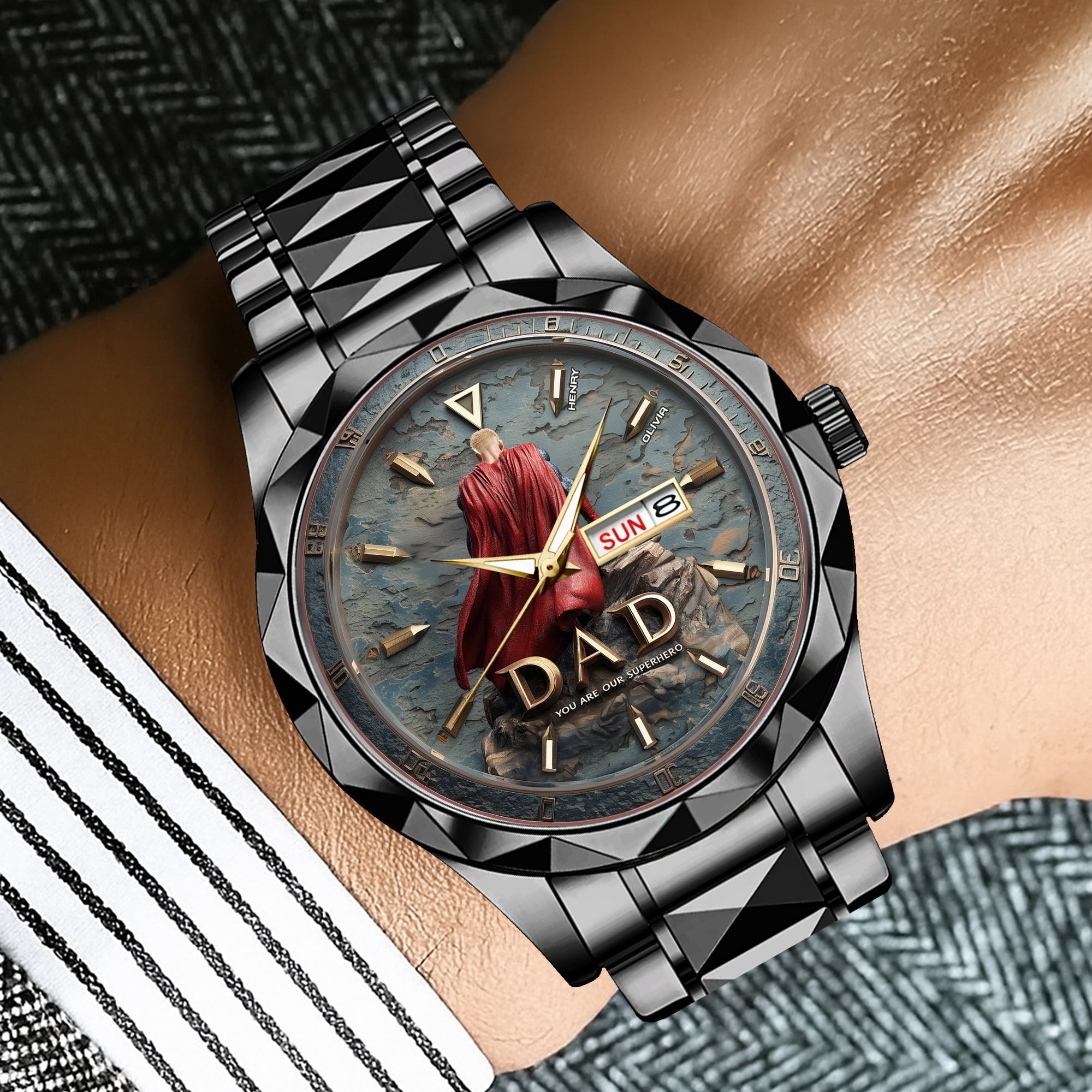 "You Are Our Superhero" - Proud Grandpa Men's Watch - Personalized Gift for Dad & Grandpa Men's Watch PopCulturePrints