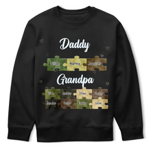 Load image into Gallery viewer, “Family is the Puzzle Piece of Life” - Personalized T-Shirt for Dads and Grandpas T-shirt PopCulturePrints