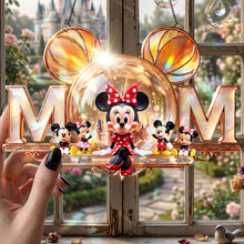 Load image into Gallery viewer, “Cherish Every Moment” – Cute Mom and Kids Suncatcher Ornament - Personalized Gift for Mom, Grandma, and Special Occasions Ornament PopCulturePrints
