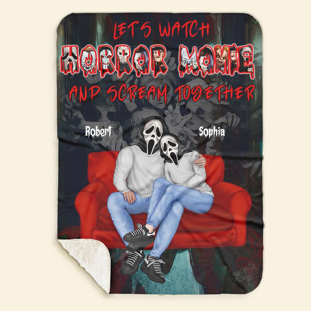 Custom Horror Movie Blanket for Couples - Personalized Valentine's Day Gifts Blanket PopCulturePrints
