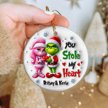 Load image into Gallery viewer, Personalized 'You Stole My Heart' Ornament - Perfect Valentine's Day Gifts for Couples | Holiday Decor Ornament PopCulturePrints