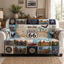 Load image into Gallery viewer, Life is Better on Route 66 - American Road Quilted Sofa Cover, Custom Personalized Gift for Nostalgia Lovers