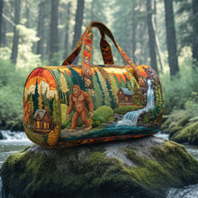 Load image into Gallery viewer, Discover the Thrill of Adventure - Bigfoot Quilted Duffle Bag - Personalized Gifts for Camping Lovers Quilted Duffle Bag PopCulturePrints