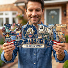 Load image into Gallery viewer, "Home Of The Free: Celebrate Freedom and Family - Personalized Acrylic Sign for Patriots" Acrylic Sign PopCulturePrints