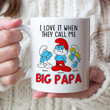 Load image into Gallery viewer, Personalized 'Big Papa' Smurfs Coffee Mug Coffee Mug PopCulturePrints