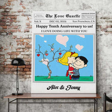 Load image into Gallery viewer, Personalized Anniversary Canvas Print for Couples - Happy Tenth Anniversary Poster & Canvas PopCulturePrints