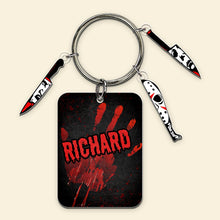 Load image into Gallery viewer, Custom Horror Movie Fan Keychain - Blood-Spattered Design Keychains PopCulturePrints