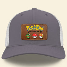 Load image into Gallery viewer, Customizable Dad Hat with Leather Patch - 'PokéPapa' Design Caps PopCulturePrints
