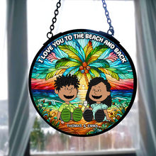 Load image into Gallery viewer, Custom Beach-Themed Stained Glass Art for Couples - Perfect Personalized Valentine's Day Gifts Ornament PopCulturePrints