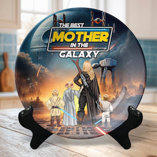 Load image into Gallery viewer, The Best Mother in the Galaxy - Personalized Ceramic Round Plate for Mom & Grandma Ceramic Round Plate PopCulturePrints