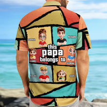 Load image into Gallery viewer, This Papa Belongs To - Personalized 3D Cartoon Kid Hawaiian Shirt Hawaiian Shirt PopCulturePrints
