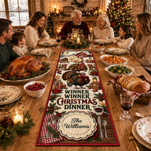 Load image into Gallery viewer, “Winner Winner Christmas Dinner” - Personalized Quilted Table Runner - Unique Gift for Family, Friends, and Hosts