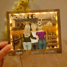 Load image into Gallery viewer, Mother & Daughter: A Bond That Can't Be Broken - Personalized LED Light Wooden Plaque LED Light Wooden Plaque PopCulturePrints