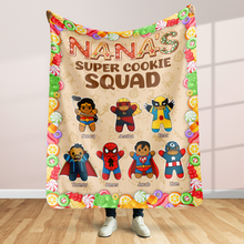 Load image into Gallery viewer, Personalized Superhero Cookie Squad Blanket for Grandma Blanket PopCulturePrints