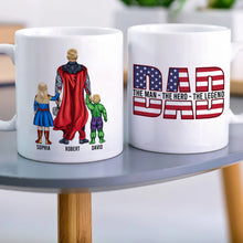 Load image into Gallery viewer, Personalized Superhero Dad Coffee Mug - The Man, The Hero, The Legend Coffee Mug PopCulturePrints
