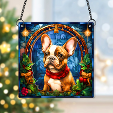 Load image into Gallery viewer, Personalized French Bulldog Christmas Suncatcher Ornament for Dog Lovers Suncatcher PopCulturePrints