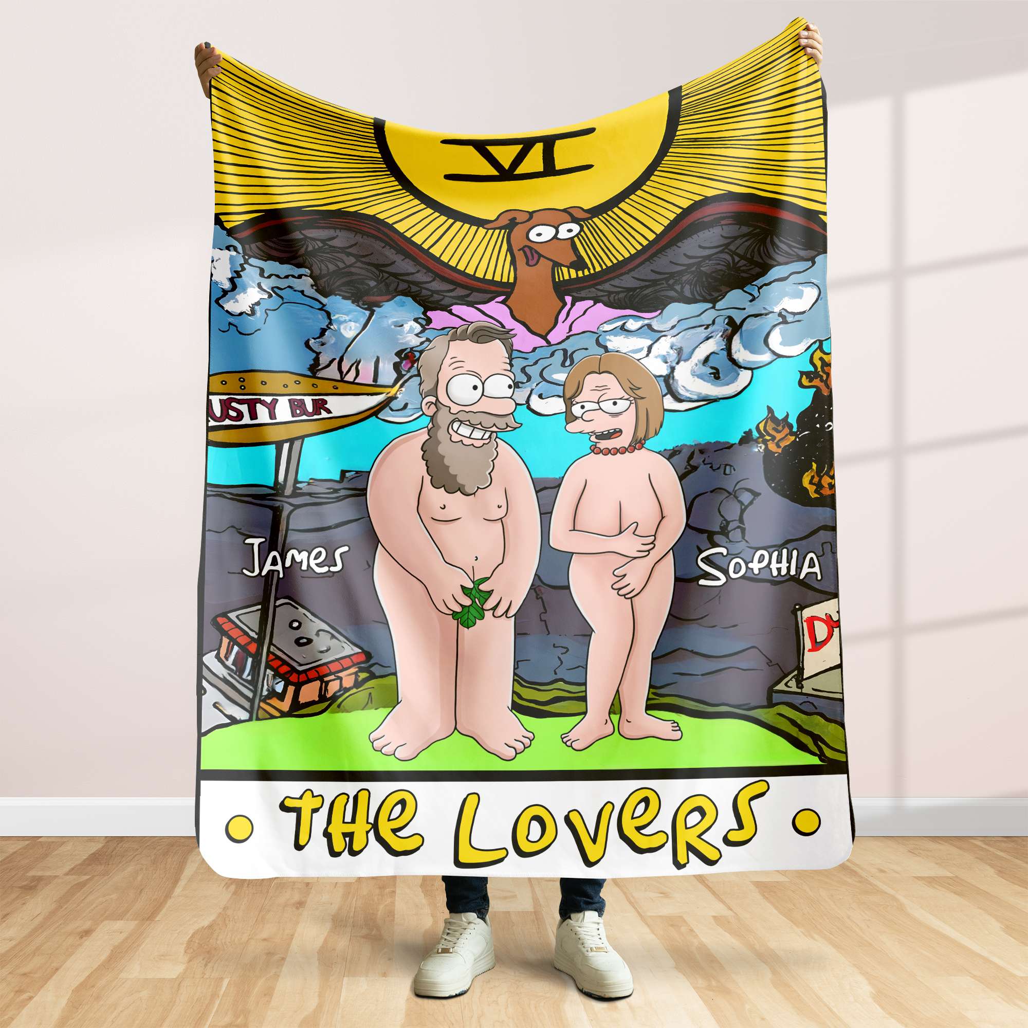 Custom Cartoon Couple Blanket - The Lovers Theme | Personalized Valentine's Day Gifts Blanket PopCulturePrints