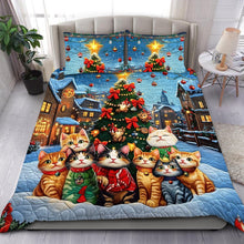 Load image into Gallery viewer, Festive Cat Lovers' Quilt Bed Set - Christmas Edition Blanket PopCulturePrints