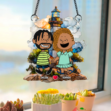 Load image into Gallery viewer, Personalized Couple Suncatcher Ornament - Unique Valentine’s Day Gifts for Pop Culture Lovers Ornament PopCulturePrints