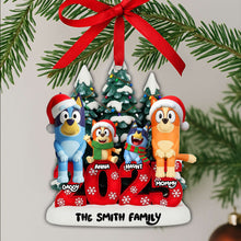 Load image into Gallery viewer, Joyful Puppy Family Ornament - Personalized Family Christmas Gift Ornament PopCulturePrints