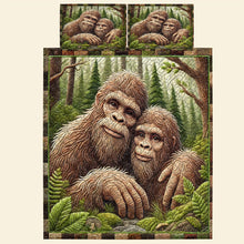Load image into Gallery viewer, Bigfoot Couple Quilt Bedding Set - Whimsical Forest Edition Blanket PopCulturePrints