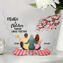 Load image into Gallery viewer, Mother & Children Forever Linked Together - Personalized Butterfly Shaped Acrylic Plaque | Customized Gift for Mom, Grandma & More Acrylic Plaque PopCulturePrints