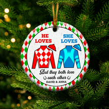 Load image into Gallery viewer, Personalized Horse Racing Ornament for Couples - Valentine's Day Gifts Ornament PopCulturePrints