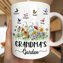 Load image into Gallery viewer, Grandma's Garden Butterflies - Personalized Mug for Grandma, A Perfect Mother's Day Gift Mug PopCulturePrints