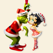 Load image into Gallery viewer, Custom Couples Christmas Ornament - Mistletoe Kiss | Valentine's Day Gifts Ornament PopCulturePrints