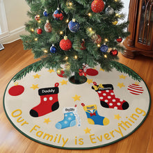 Load image into Gallery viewer, "Our Family is Everything" - Personalized Holiday Stockings Quilted Tree Skirt – Custom Family Gift for Every Occasion Tree Skirt PopCulturePrints
