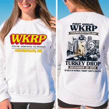 Load image into Gallery viewer, WKRP Thanksgiving Turkey Drop Hoodie Shirts PopCulturePrints
