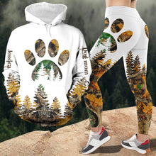Load image into Gallery viewer, Personalized Pet Lover Hoodie & Leggings Set - Pink Paw & Forest Design AOP Products PopCulturePrints