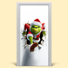 Load image into Gallery viewer, Festive Grinch Christmas Door Cover - Personalized Holiday Decor Door Covers PopCulturePrints