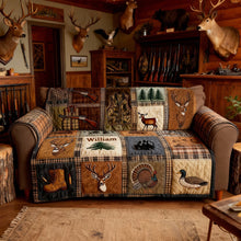 Load image into Gallery viewer, Embrace the Wild - Personalized Hunting Collage Quilted Sofa Cover Sofa Cover PopCulturePrints