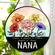 Load image into Gallery viewer, "Nana's Blooming Joy" - Personalized Stained Glass Suncatcher - A Meaningful Gift for Grandma, Mom, and Loved Ones Suncatcher Ornament PopCulturePrints