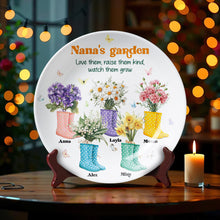 Load image into Gallery viewer, Nana's Garden - Love Them, Raise Them Kind - Personalized Ceramic Round Plate for Grandma Ceramic Round Plate PopCulturePrints