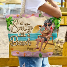 Load image into Gallery viewer, Just A Girl Who Loves Beaches Cartoon - Personalized Beach Bag | A Perfect Gift for Moms and Grandmas Beach Bag PopCulturePrints