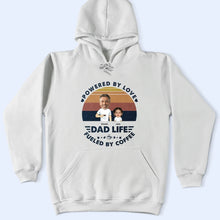 Load image into Gallery viewer, Powered By Love, Fueled By Coffee - Custom Personalized Dad Life T-Shirt T-shirt PopCulturePrints