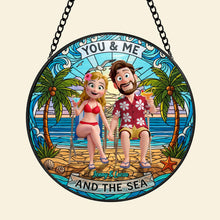 Load image into Gallery viewer, You & Me At The Beach - Personalized Stained Glass Suncatcher for Couples Ornament PopCulturePrints
