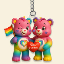 Load image into Gallery viewer, Love Wins: Rainbow Couple Keychain - Personalized Gift for LGBTQ+ Pride Keychains PopCulturePrints