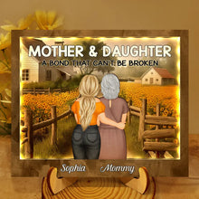Load image into Gallery viewer, Mother & Daughter: A Bond That Can't Be Broken - Personalized LED Light Wooden Plaque LED Light Wooden Plaque PopCulturePrints