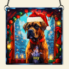 Load image into Gallery viewer, Custom Christmas Boxer Dog Lover Suncatcher Ornament Suncatcher PopCulturePrints
