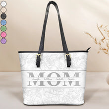 Load image into Gallery viewer, Celebrate Her Love: Personalized Mom Floral Design Tote Bag - Unique Gift for Moms and Grandmas Leather Tote Bag PopCulturePrints