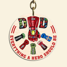Load image into Gallery viewer, Superhero Dad Personalized Keychain Gift Keychains PopCulturePrints