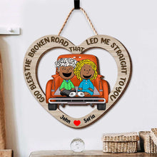 Load image into Gallery viewer, Personalized Couples Wooden Sign – Romantic Heart Design Wood Sign PopCulturePrints