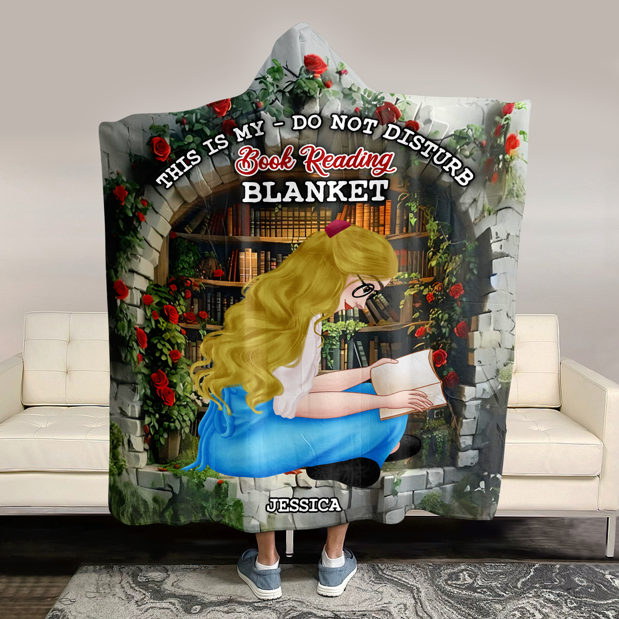 Cozy Personalized Book Lover Blanket Hoodie Blanket PopCulturePrints